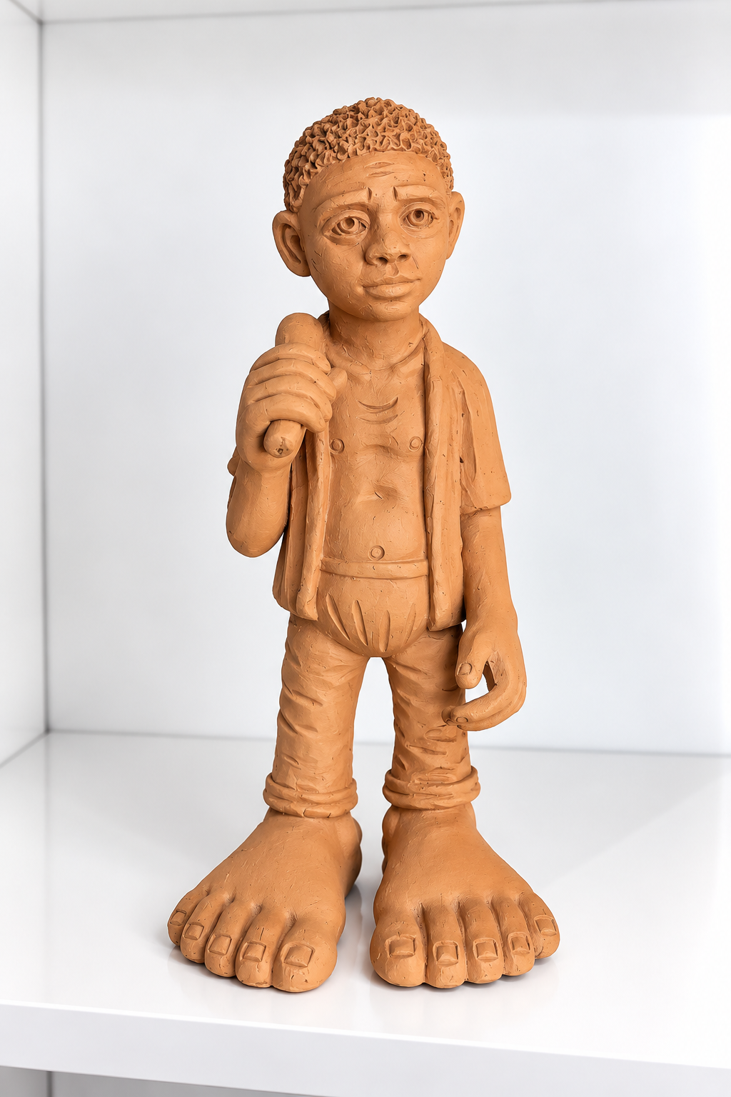 Estatueta de Menino em Terracota GURI P – MESTRE BETO PEZÃO - Imagem 1