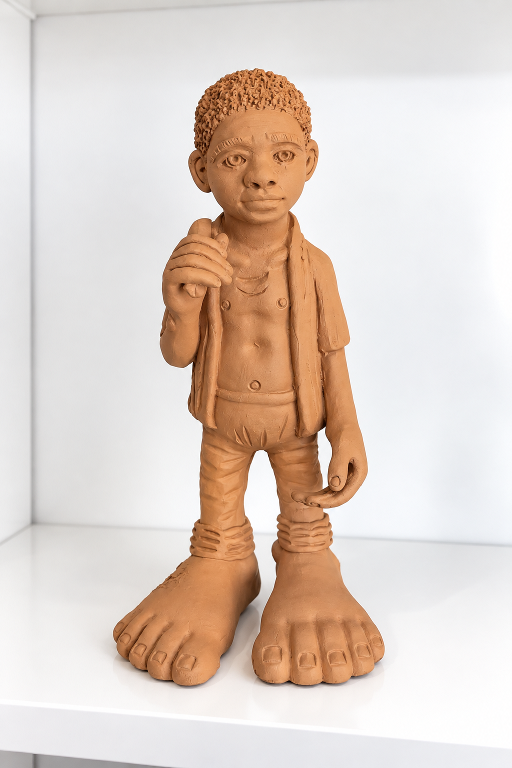 Menino de Terracota em Estilo Artesanal GURI P – MESTRE BETO PEZÃO - Imagem 1