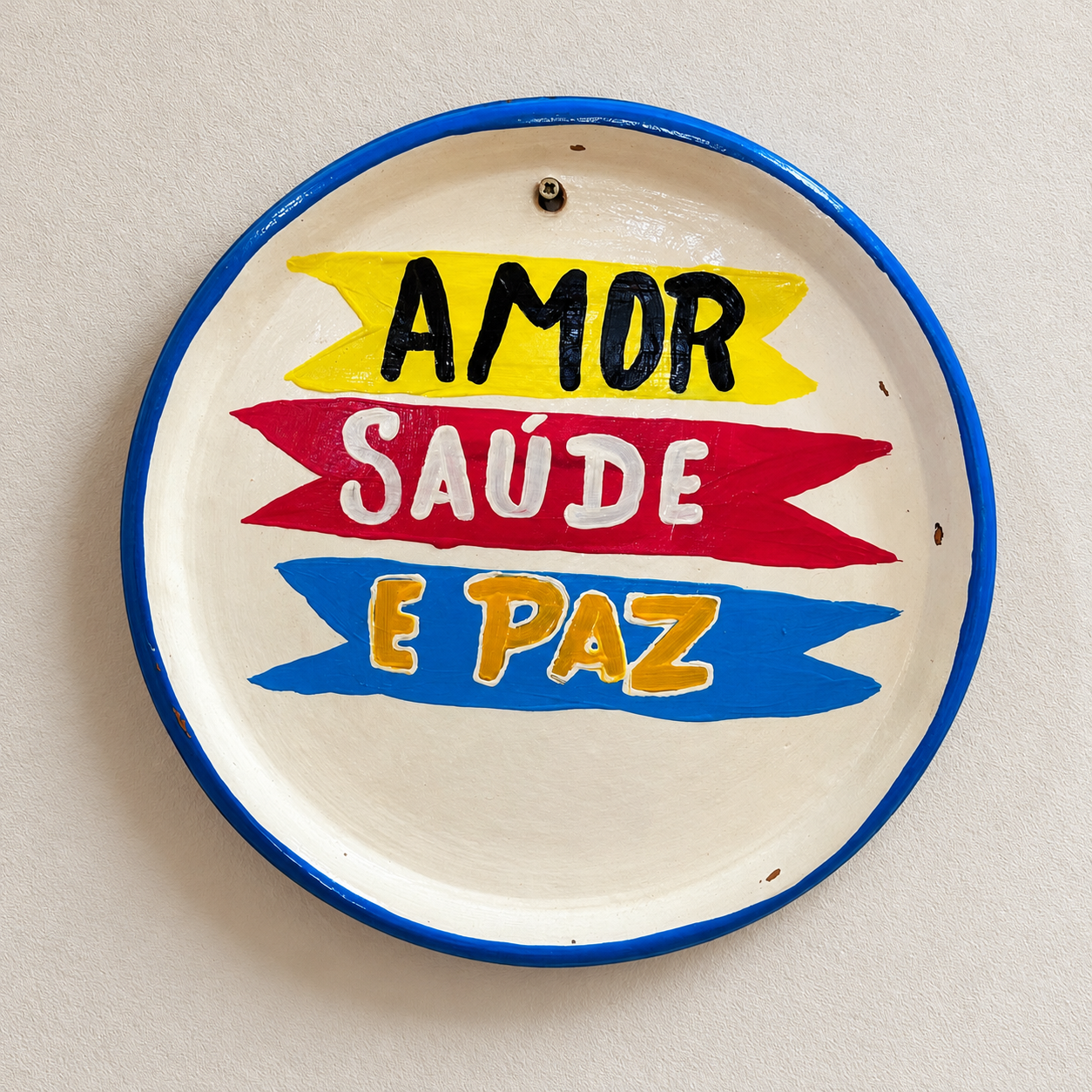 Placa Artesanal Amor, Saúde e Paz PRATO NORDESTINO "AMOR, SAUDE E PAZ" - Imagem 1