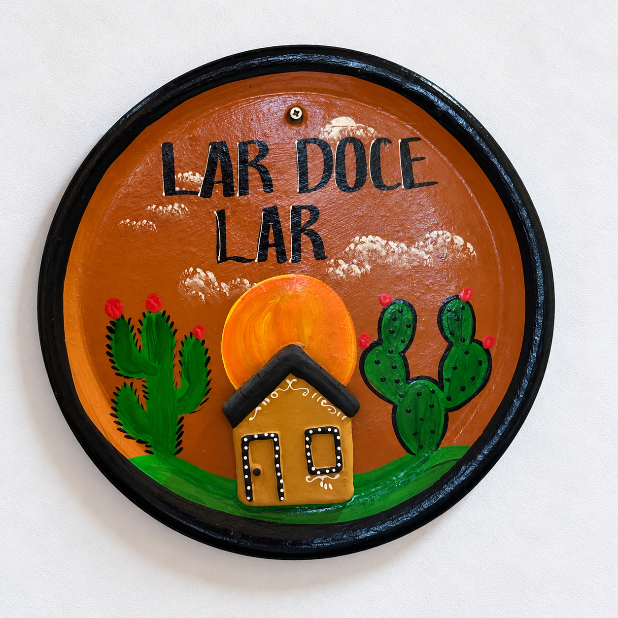 Placa Lar Doce Lar com Cactos PRATO NORDESTINO "LAR DOCE LAR" - Imagem 1