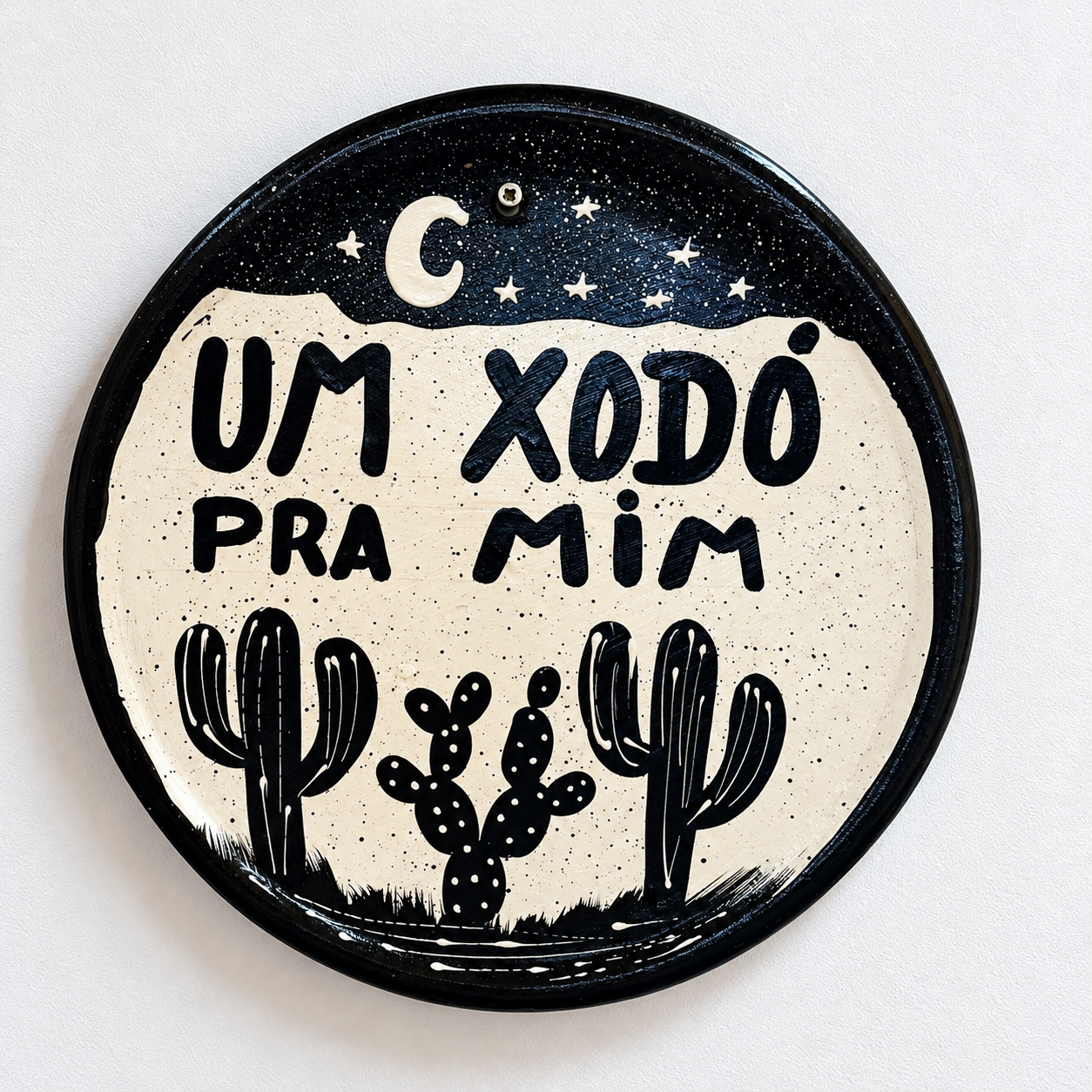 Placa Rústica Lua e Cactos PRATO NORDESTINO "UM XODÓ PRA MIM" - Imagem 1