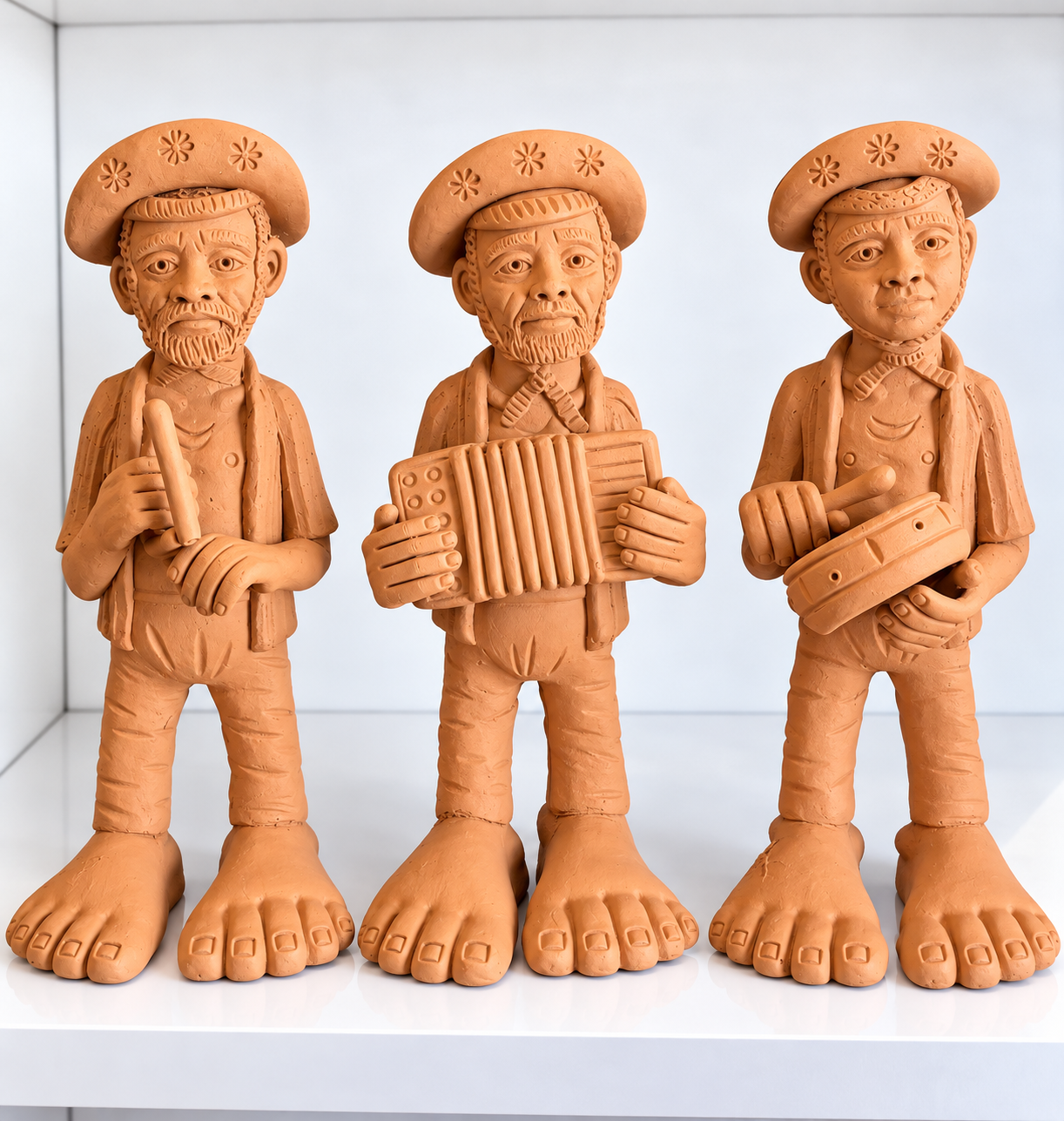 Trio de Músicos em Terracota Artesanal TRIO NORDESTINO P – MESTRE BETO PEZÃO - Imagem 1